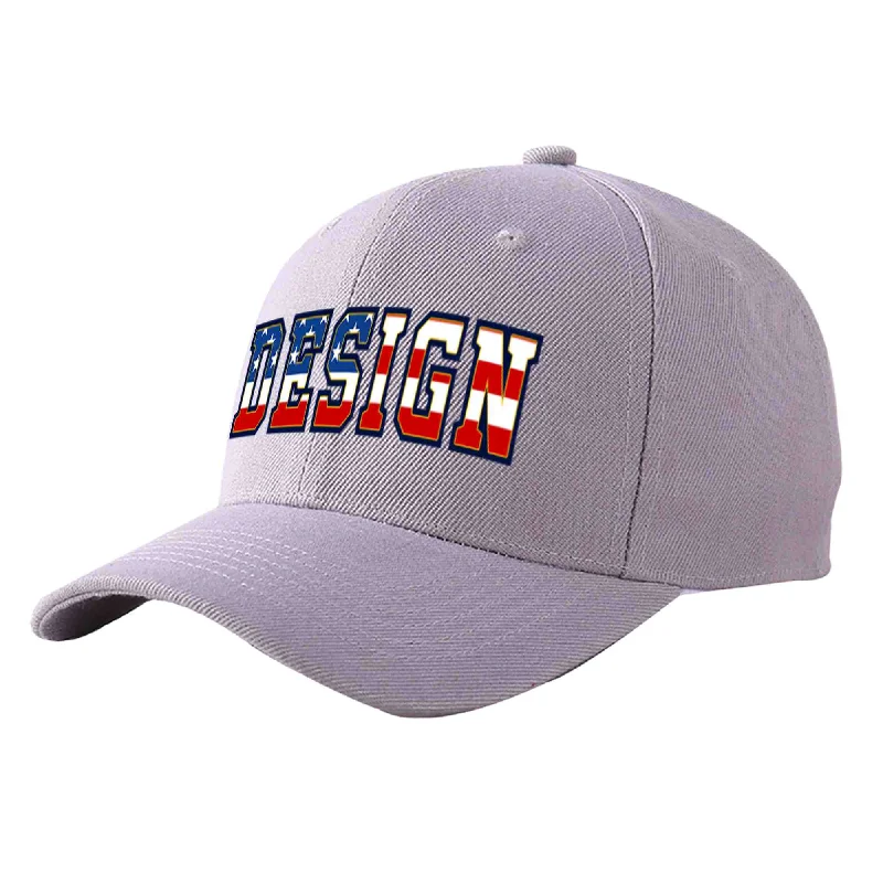 Best materials for baseball capsCustom Gray Vintage USA Flag-Gold Curved Eaves Sport Design Baseball Cap