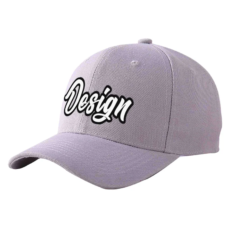 Collaborative baseball cap designsCustom Gray White-Black Curved Eaves Sport Design Baseball Cap