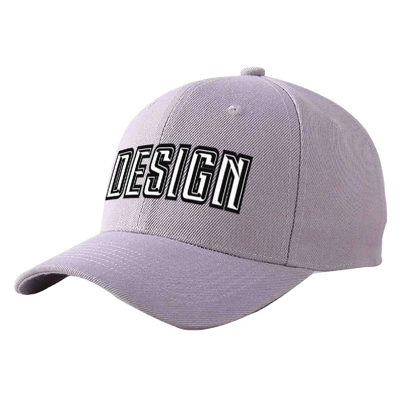 Baseball caps for different gendersCustom Gray White-Black Curved Eaves Sport Design Baseball Cap