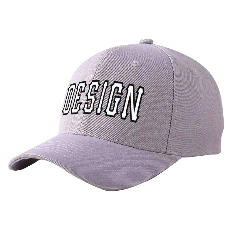 Baseball caps for sun protectionCustom Gray White-Black Curved Eaves Sport Design Baseball Cap