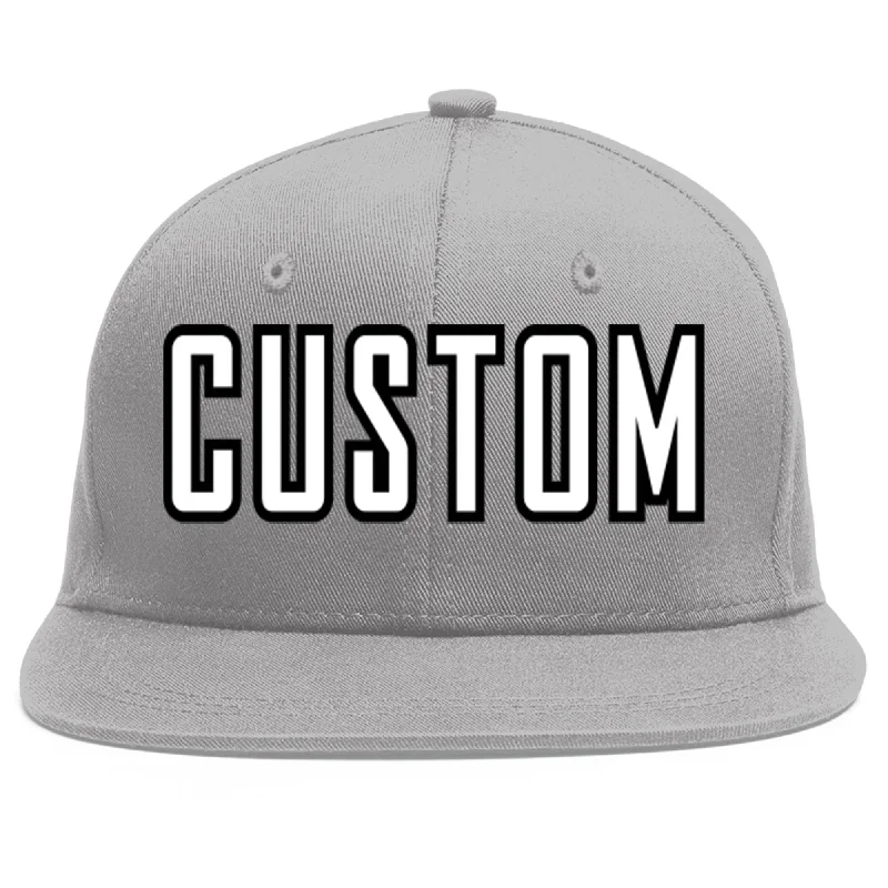 Functional baseball caps for specific needsCustom Gray White-Black Flat Eaves Sport Baseball Cap