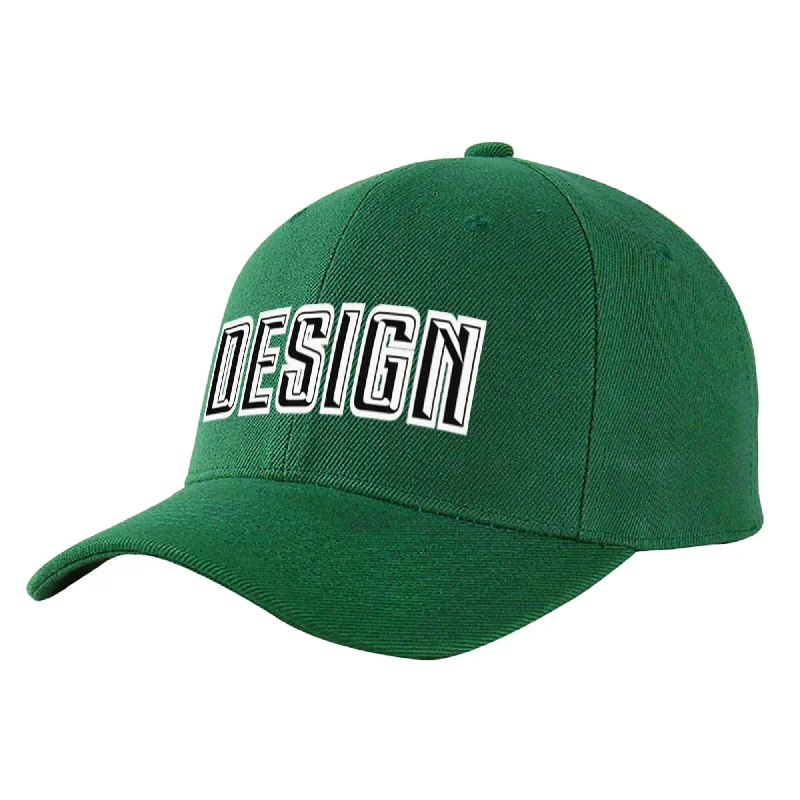 Baseball cap for large headsCustom Green Black-White Curved Eaves Sport Design Baseball Cap