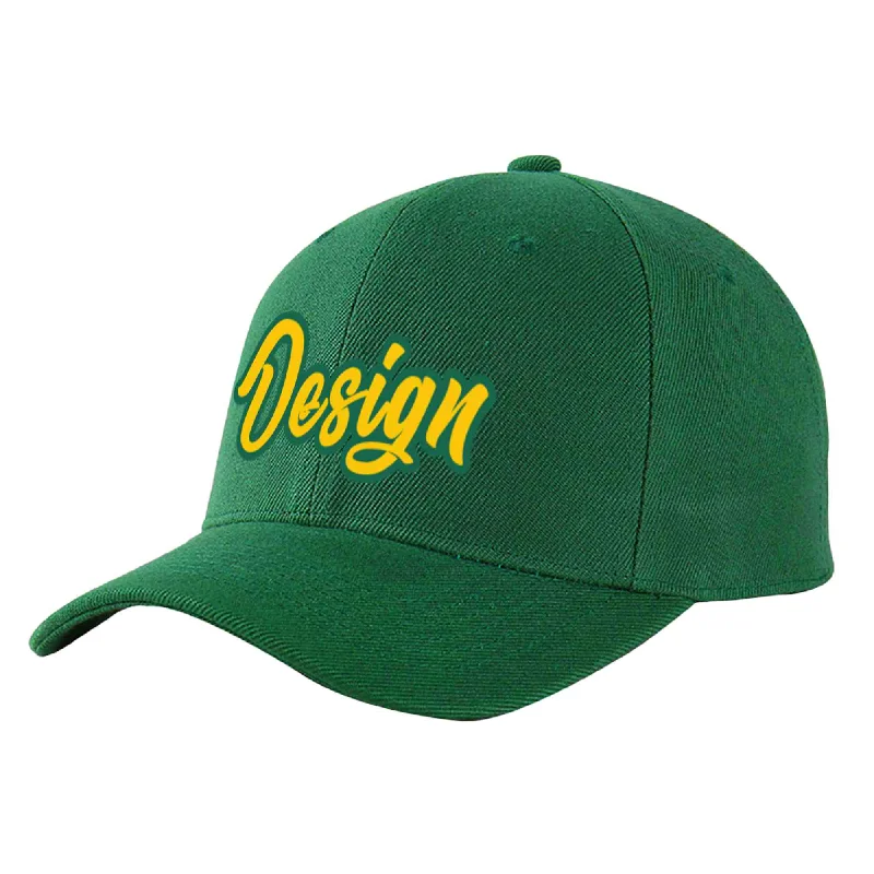 Baseball caps for rainy weatherCustom Green Gold-Kelly Green Curved Eaves Sport Design Baseball Cap