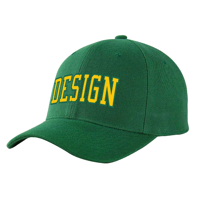 Baseball cap for large headsCustom Green Gold-Kelly Green Curved Eaves Sport Design Baseball Cap