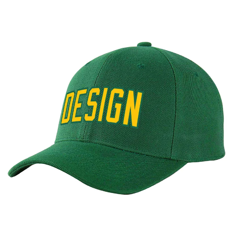 Modern baseball cap designsCustom Green Gold-Kelly Green Curved Eaves Sport Design Baseball Cap