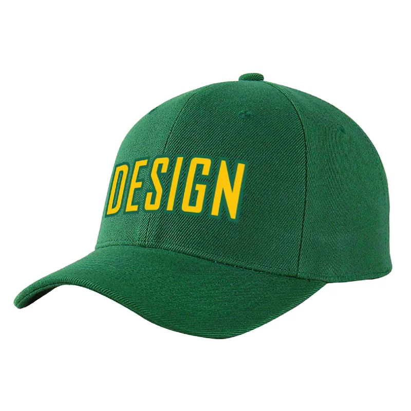 Baseball cap accessoriesCustom Green Gold-Kelly Green Curved Eaves Sport Design Baseball Cap