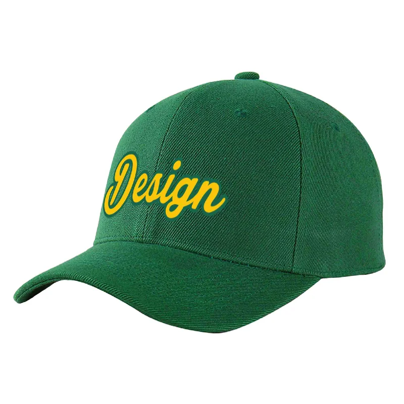 Custom baseball capsCustom Green Gold-Kelly Green Curved Eaves Sport Design Baseball Cap