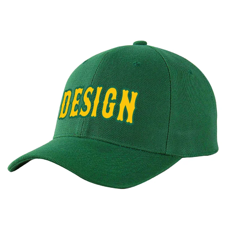 Second-hand baseball capsCustom Green Gold-Kelly Green Curved Eaves Sport Design Baseball Cap