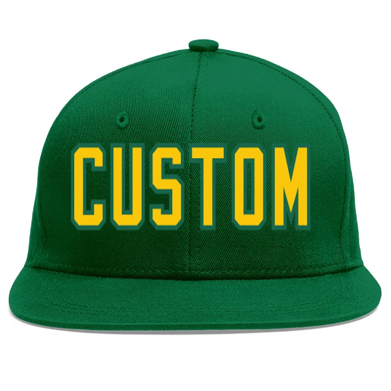 Baseball caps for outdoor activitiesCustom Green Gold-Kelly Green Flat Eaves Sport Baseball Cap