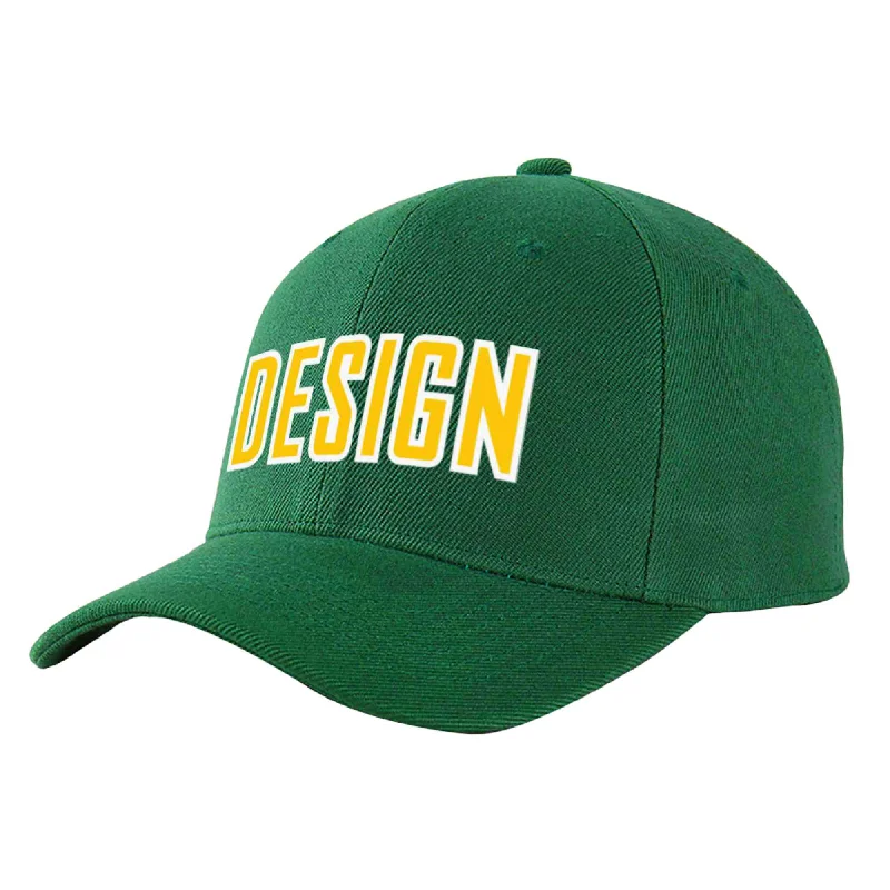 Baseball cap sales and promotionsCustom Green Gold-White Curved Eaves Sport Design Baseball Cap