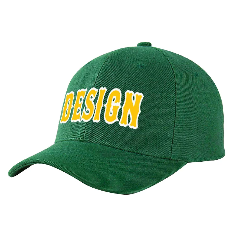 Classic baseball cap stylesCustom Green Gold-White Curved Eaves Sport Design Baseball Cap