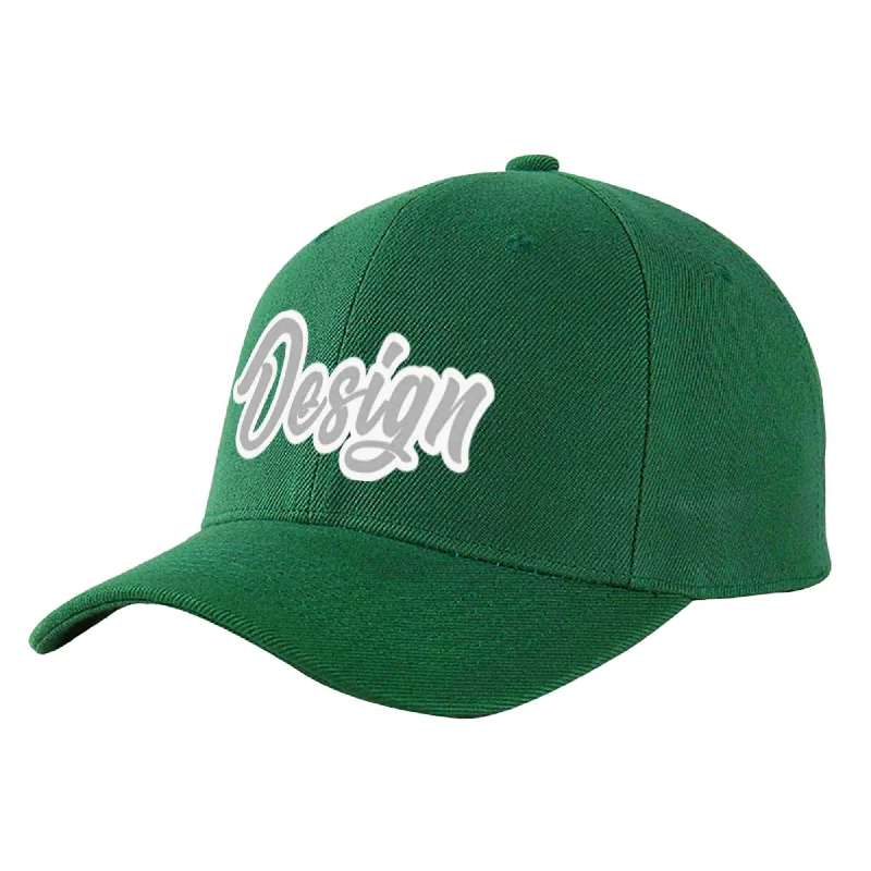 Baseball caps for teenagersCustom Green Gray-White Curved Eaves Sport Design Baseball Cap