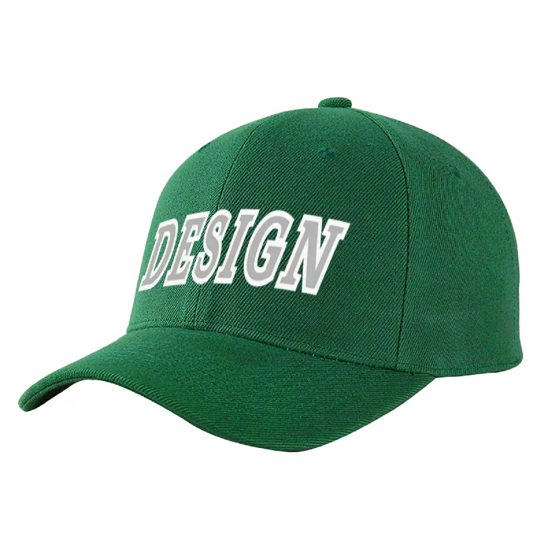 Baseball caps for womenCustom Green Gray-White Curved Eaves Sport Design Baseball Cap