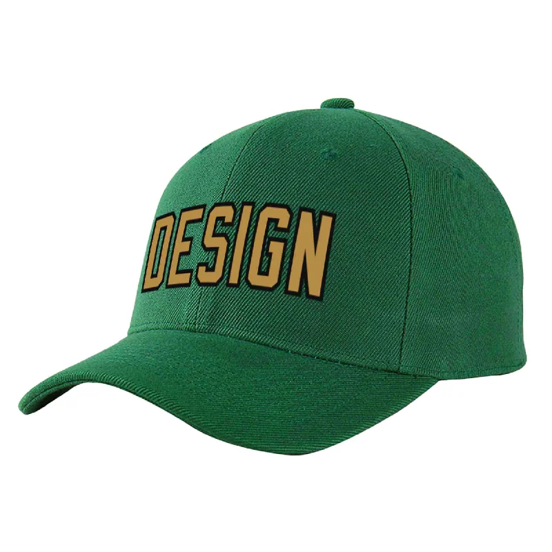 Classic baseball cap stylesCustom Green Old Gold-Black Curved Eaves Sport Design Baseball Cap