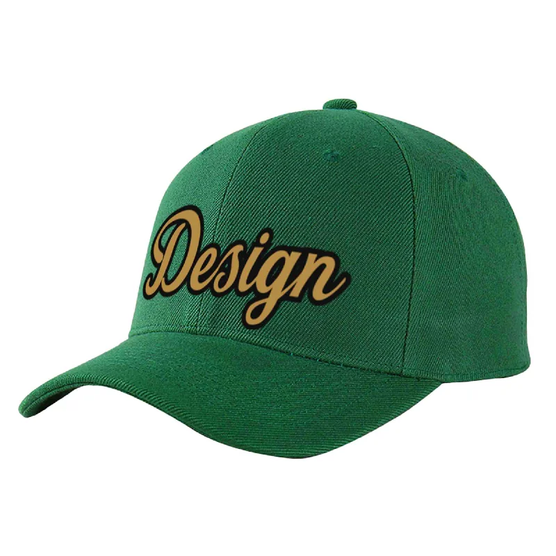 Baseball cap material comparisonCustom Green Old Gold-Black Curved Eaves Sport Design Baseball Cap