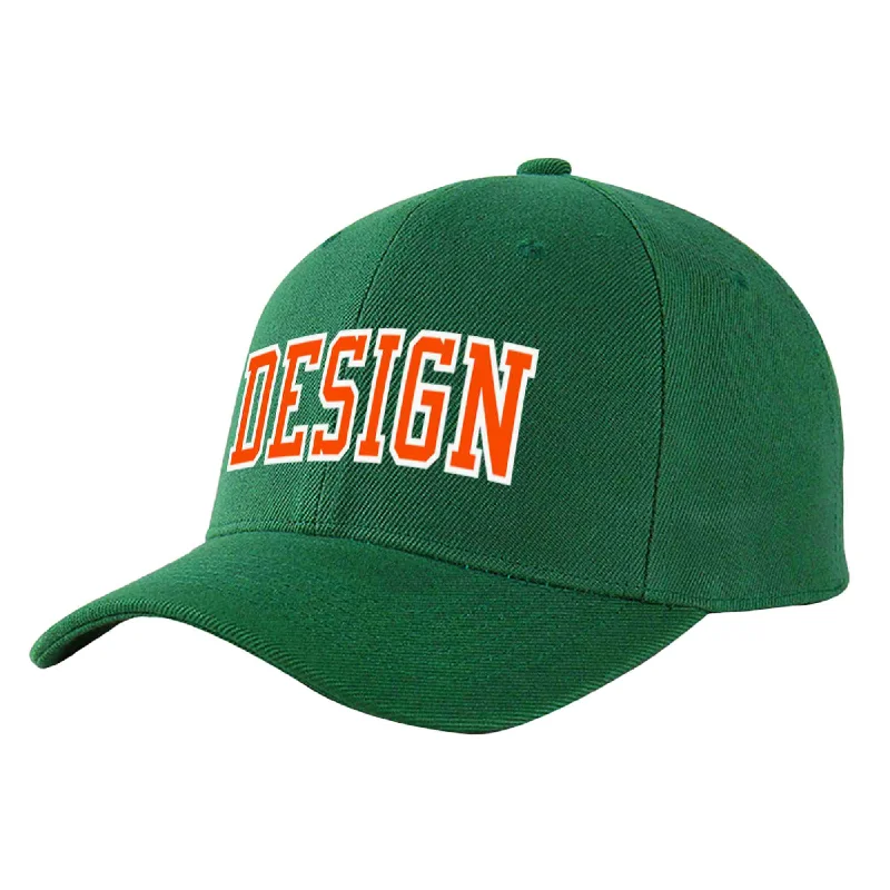 Affordable baseball capsCustom Green Orange-White Curved Eaves Sport Design Baseball Cap