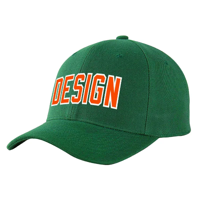 Newest baseball cap releasesCustom Green Orange-White Curved Eaves Sport Design Baseball Cap