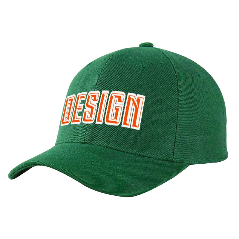 Baseball caps for casual wearCustom Green Orange-White Curved Eaves Sport Design Baseball Cap