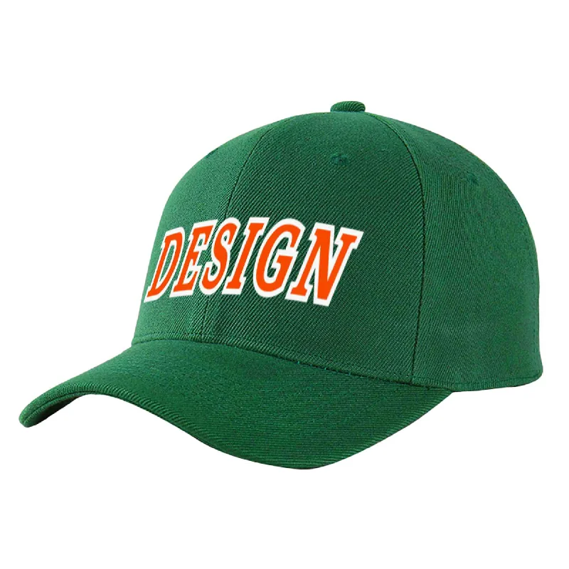 Baseball caps for rainy weatherCustom Green Orange-White Curved Eaves Sport Design Baseball Cap