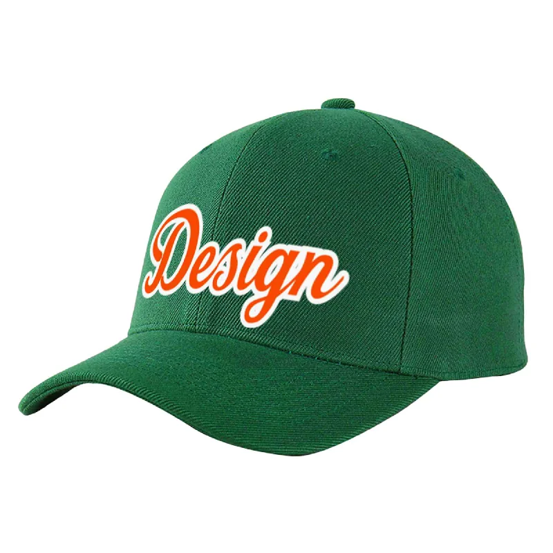 Baseball cap for large headsCustom Green Orange-White Curved Eaves Sport Design Baseball Cap