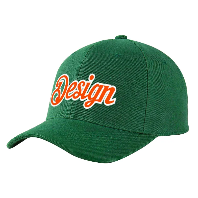 Modern baseball cap designsCustom Green Orange-White Curved Eaves Sport Design Baseball Cap