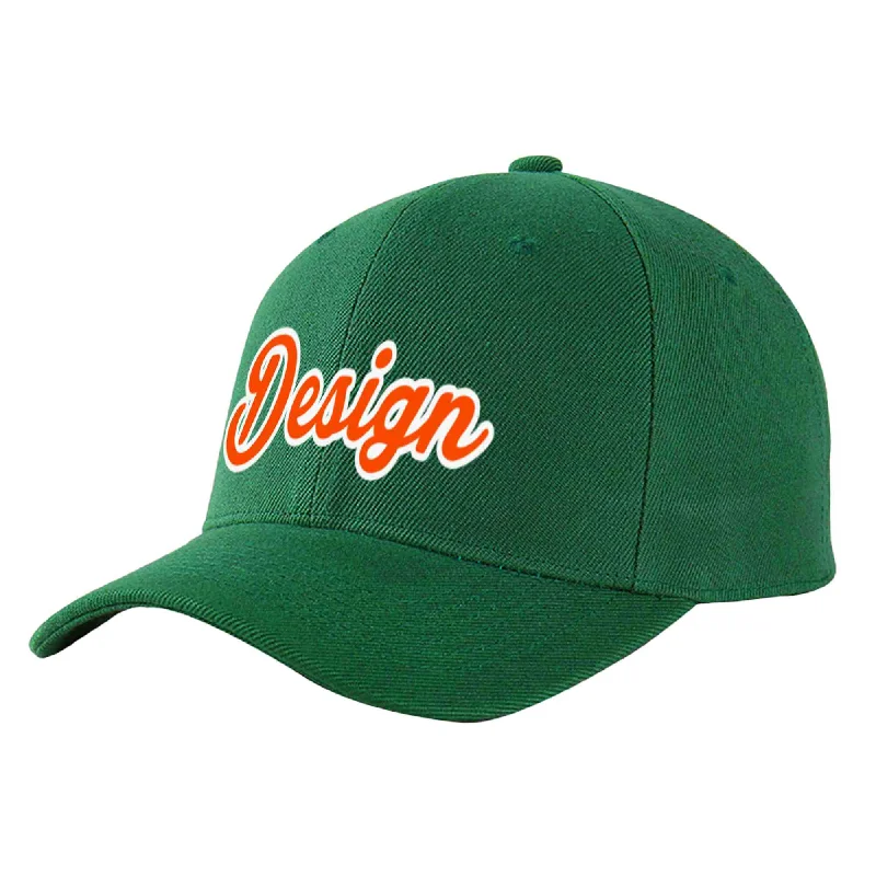 Baseball caps for winterCustom Green Orange-White Curved Eaves Sport Design Baseball Cap