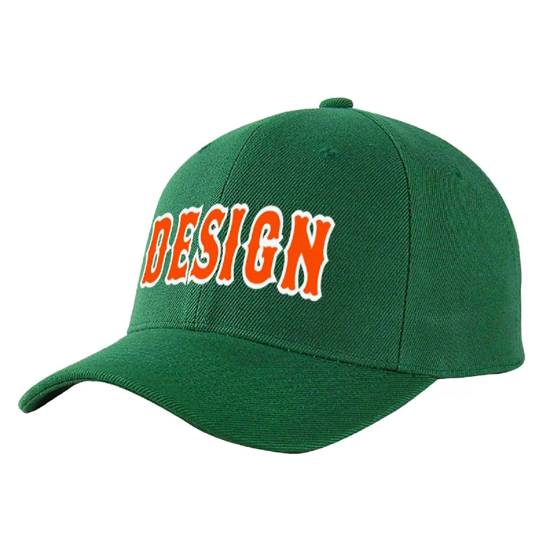 Baseball cap sales and promotionsCustom Green Orange-White Curved Eaves Sport Design Baseball Cap