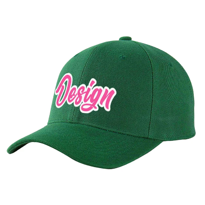 Baseball caps for winterCustom Green Pink-White Curved Eaves Sport Design Baseball Cap