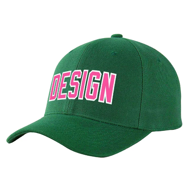 Baseball caps for different occasionsCustom Green Pink-White Curved Eaves Sport Design Baseball Cap