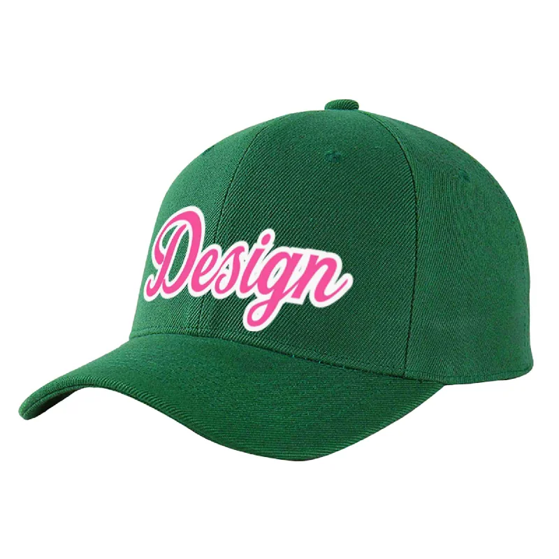 Second-hand baseball capsCustom Green Pink-White Curved Eaves Sport Design Baseball Cap