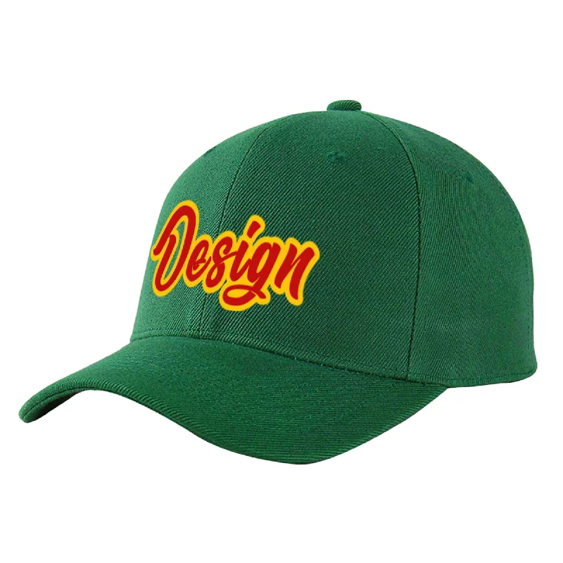 Baseball caps for sportsCustom Green Red-Yellow Curved Eaves Sport Design Baseball Cap