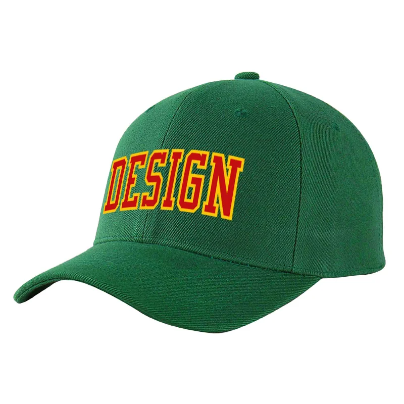 Baseball cap sets and bundlesCustom Green Red-Yellow Curved Eaves Sport Design Baseball Cap