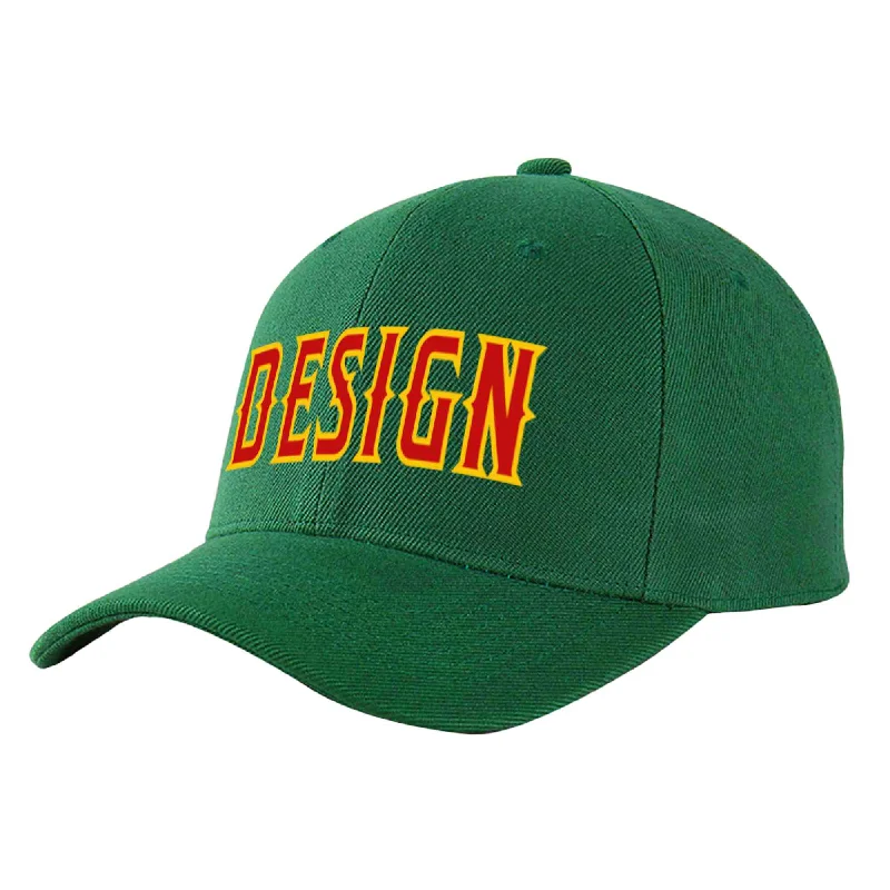 Baseball caps for teenagersCustom Green Red-Yellow Curved Eaves Sport Design Baseball Cap