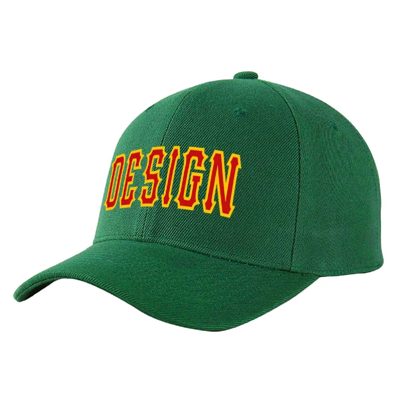 Baseball caps for specific teamsCustom Green Red-Yellow Curved Eaves Sport Design Baseball Cap