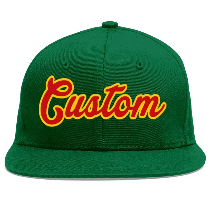 Baseball caps for sun protectionCustom Green Red-Yellow Flat Eaves Sport Baseball Cap