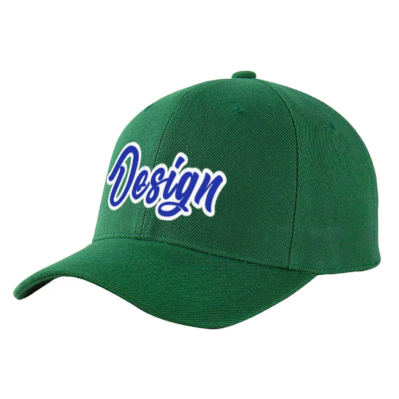 Baseball caps for casual wearCustom Green Royal-White Curved Eaves Sport Design Baseball Cap