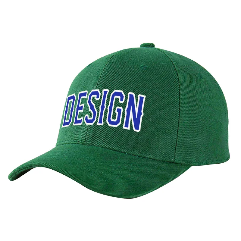 Baseball caps for kidsCustom Green Royal-White Curved Eaves Sport Design Baseball Cap