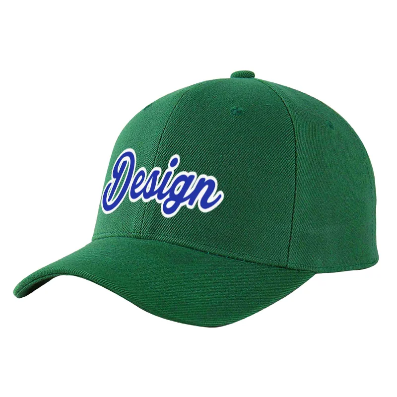 Baseball caps for sports fansCustom Green Royal-White Curved Eaves Sport Design Baseball Cap