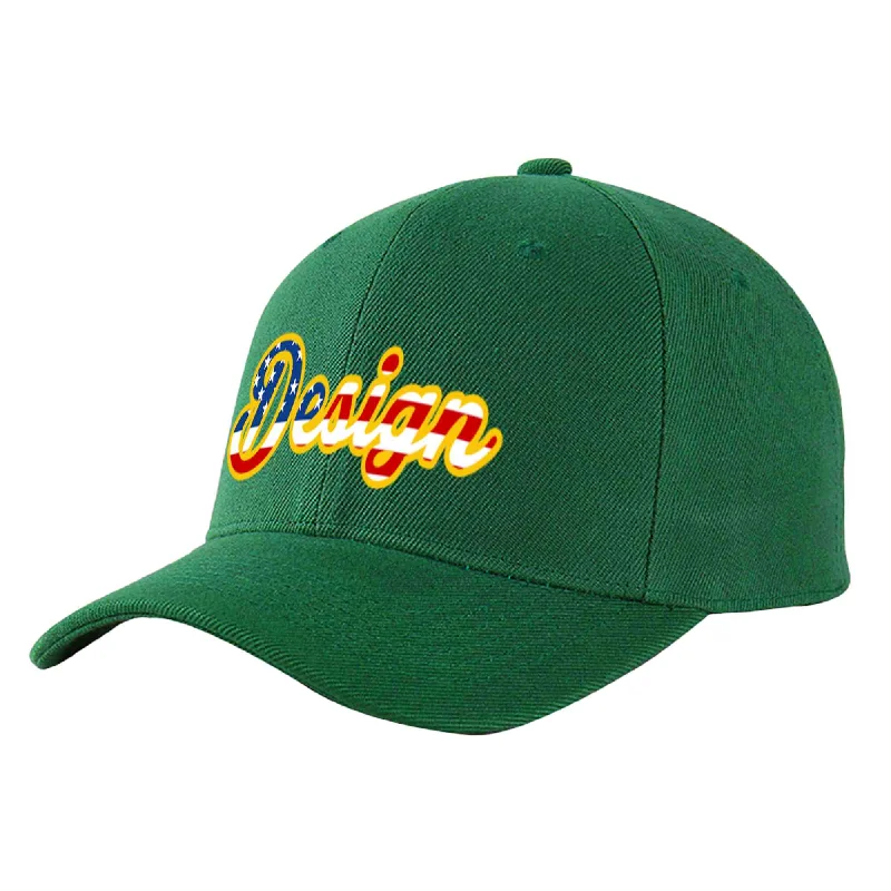 Baseball cap accessoriesCustom Green Vintage USA Flag-Gold Curved Eaves Sport Design Baseball Cap