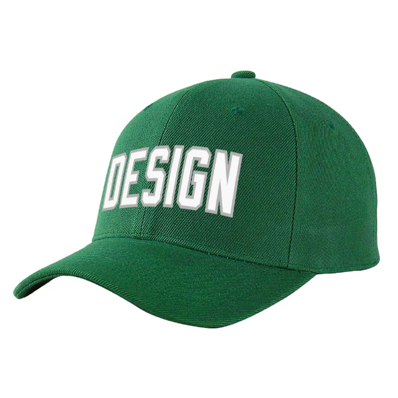 Baseball caps for different head shapesCustom Green White-Gray Curved Eaves Sport Design Baseball Cap