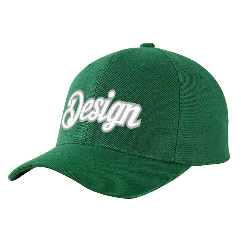 Baseball caps for different age groupsCustom Green White-Gray Curved Eaves Sport Design Baseball Cap