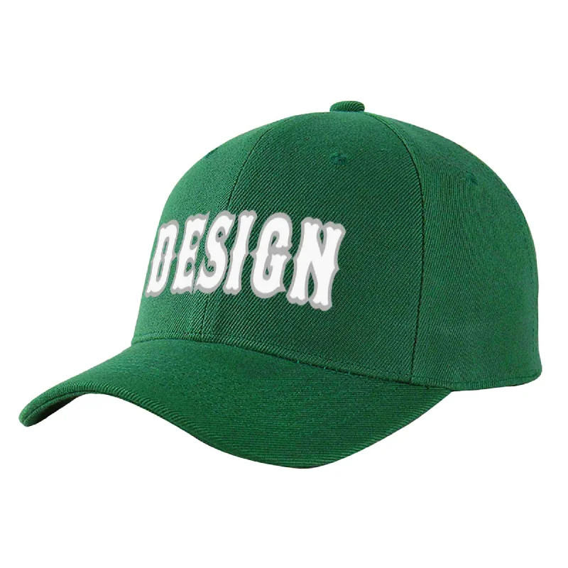 Vintage-style baseball capsCustom Green White-Gray Curved Eaves Sport Design Baseball Cap