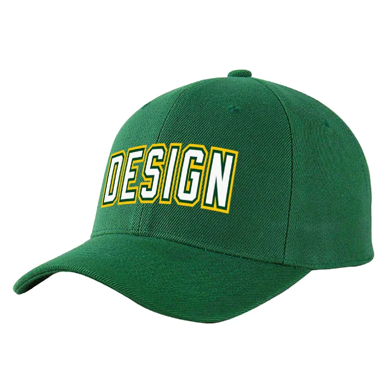 Best materials for baseball capsCustom Green White-Kelly Green Curved Eaves Sport Design Baseball Cap