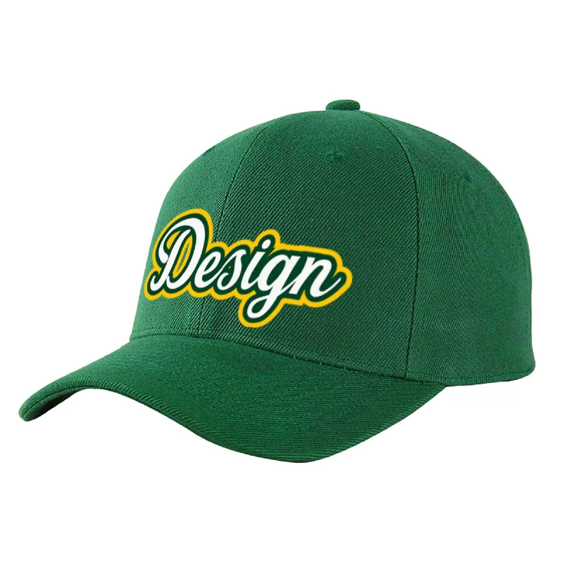 Classic baseball cap stylesCustom Green White-Kelly Green Curved Eaves Sport Design Baseball Cap