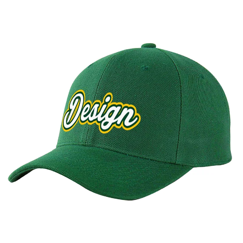 Baseball cap sets and bundlesCustom Green White-Kelly Green Curved Eaves Sport Design Baseball Cap