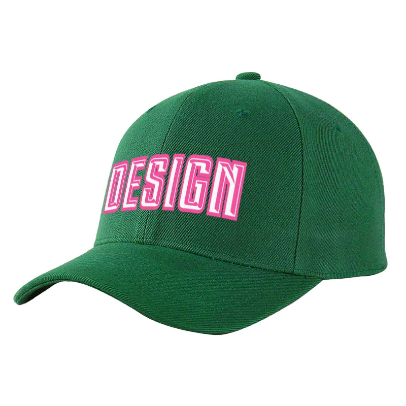 Best baseball cap brandsCustom Green White-Pink Curved Eaves Sport Design Baseball Cap