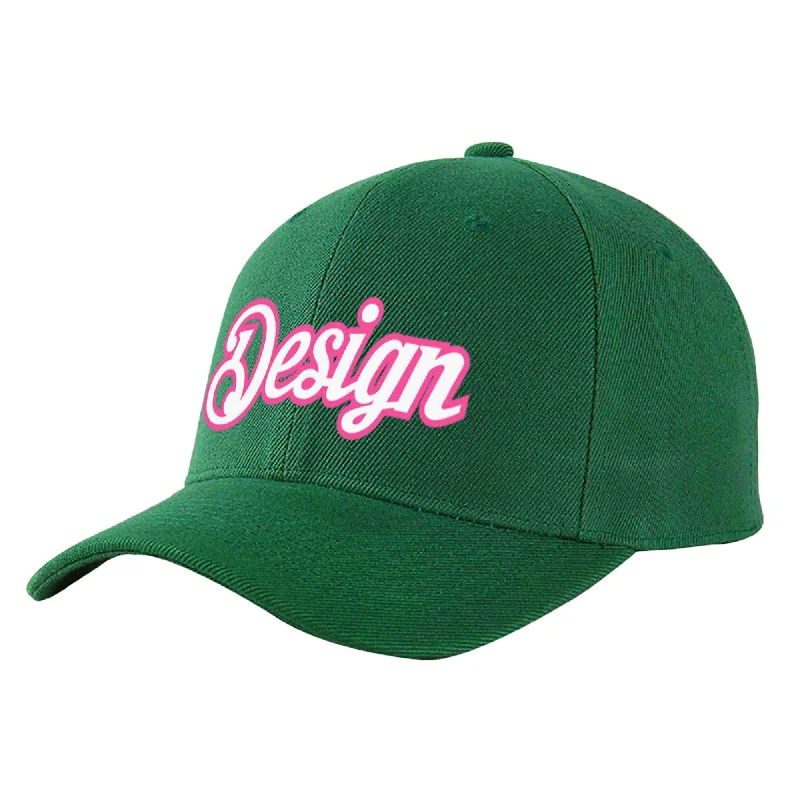 Baseball caps for different seasonsCustom Green White-Pink Curved Eaves Sport Design Baseball Cap