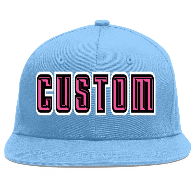 How to adjust a baseball cap fitCustom Light Blue Pink-Black Flat Eaves Sport Baseball Cap