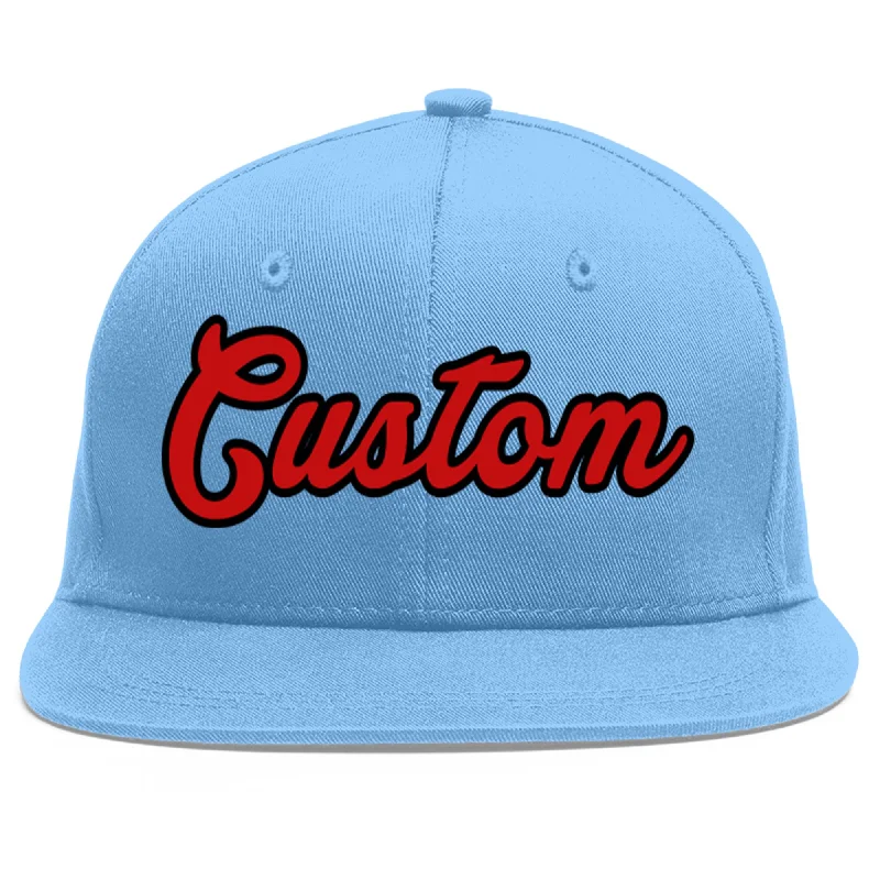 How to style a baseball cap with outfitsCustom Light Blue Red-Black Flat Eaves Sport Baseball Cap