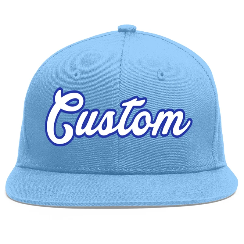 Baseball cap sales and promotionsCustom Light Blue White-Royal Flat Eaves Sport Baseball Cap